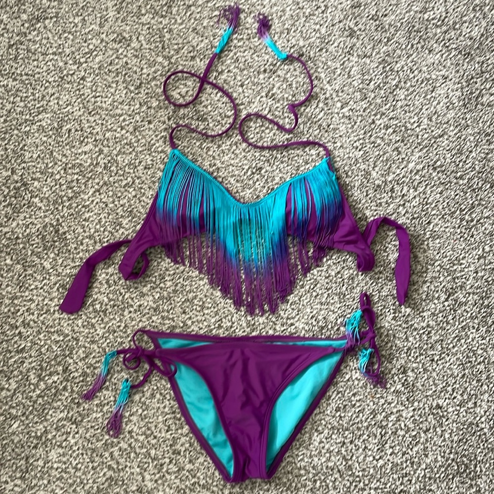 Fringe bikini  top size S bottoms size M